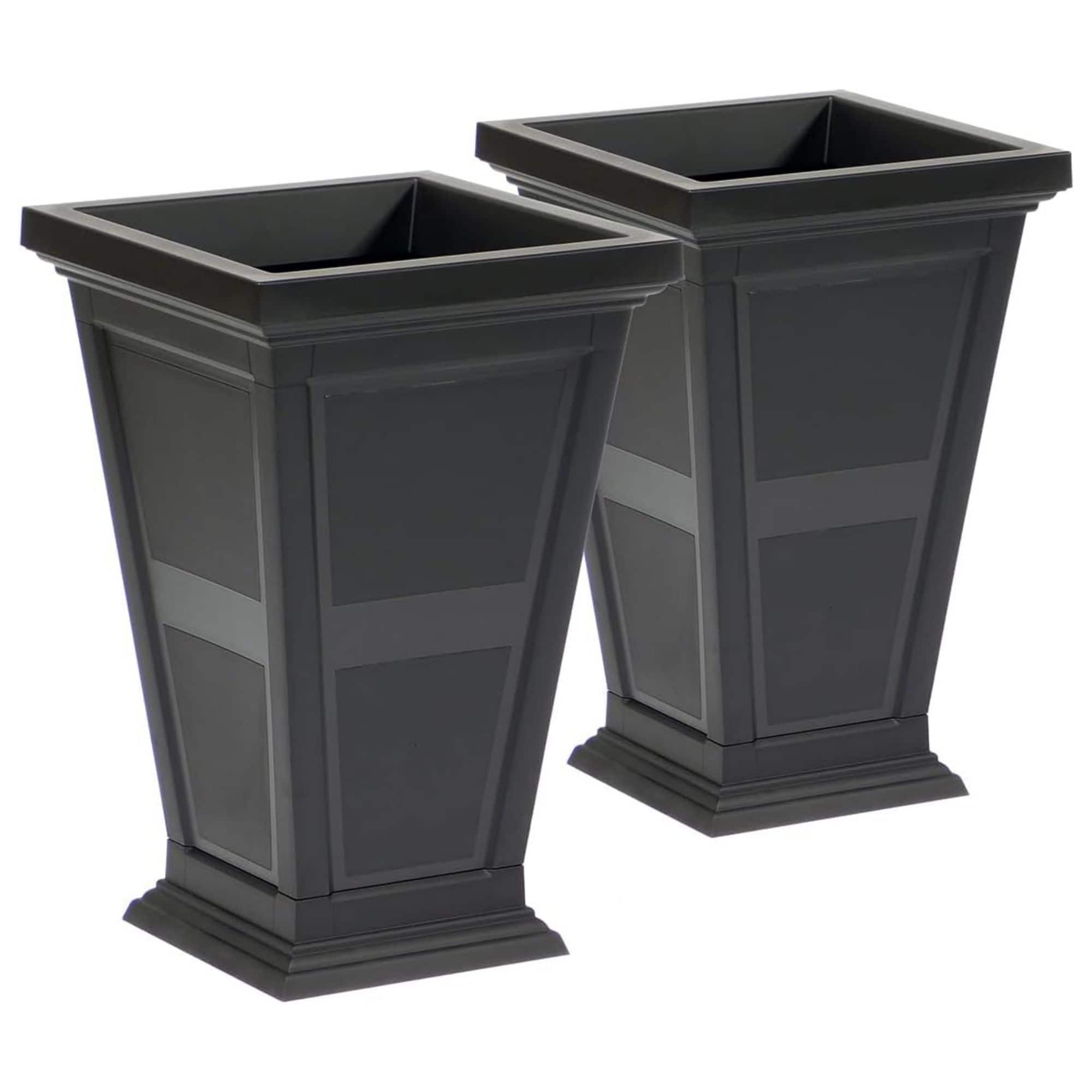 FCMP Outdoor - Modemmo Self-Watering Planter, Chelsea Pattern, Black, Set of 2