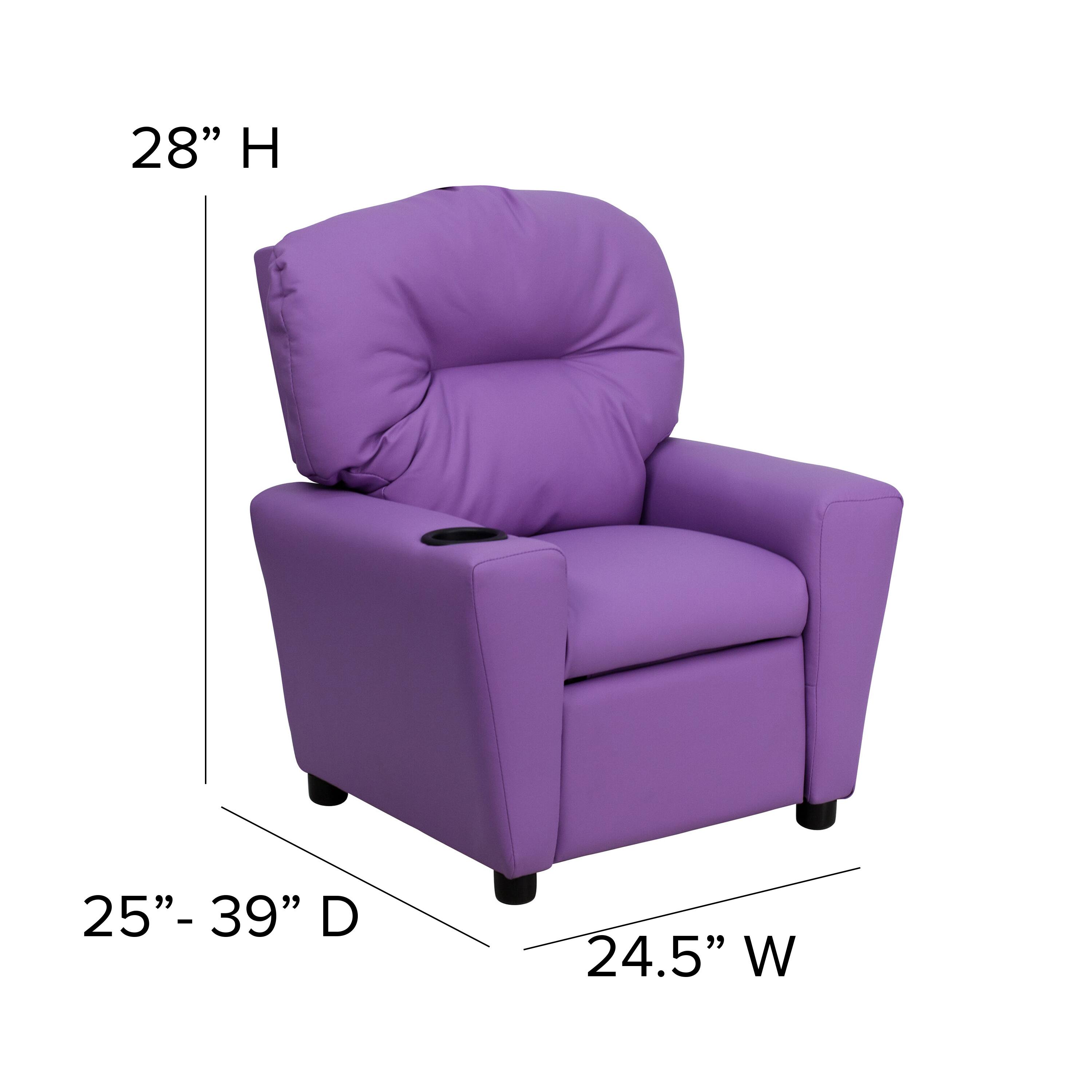 Alt View 12. Alamont Home - Contemporary Kids Recliner with Cup Holder - Lavender Vinyl.