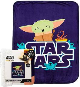 Star Wars - The Child Snack Is Way 40 x 50 Inch Silk Touch Sherpa Throw Blanket - Blue