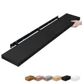 Sorbus - 1-Piece 55 Inch Wall Mounted Floating Shelves - Black