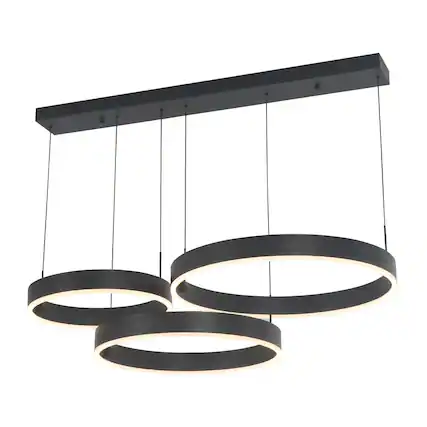 Front. Umeiluce - 39.4Inch Modern Chandelier Kitchen Island Pendant Lighting LED Switch Dimmable - Matte Black.