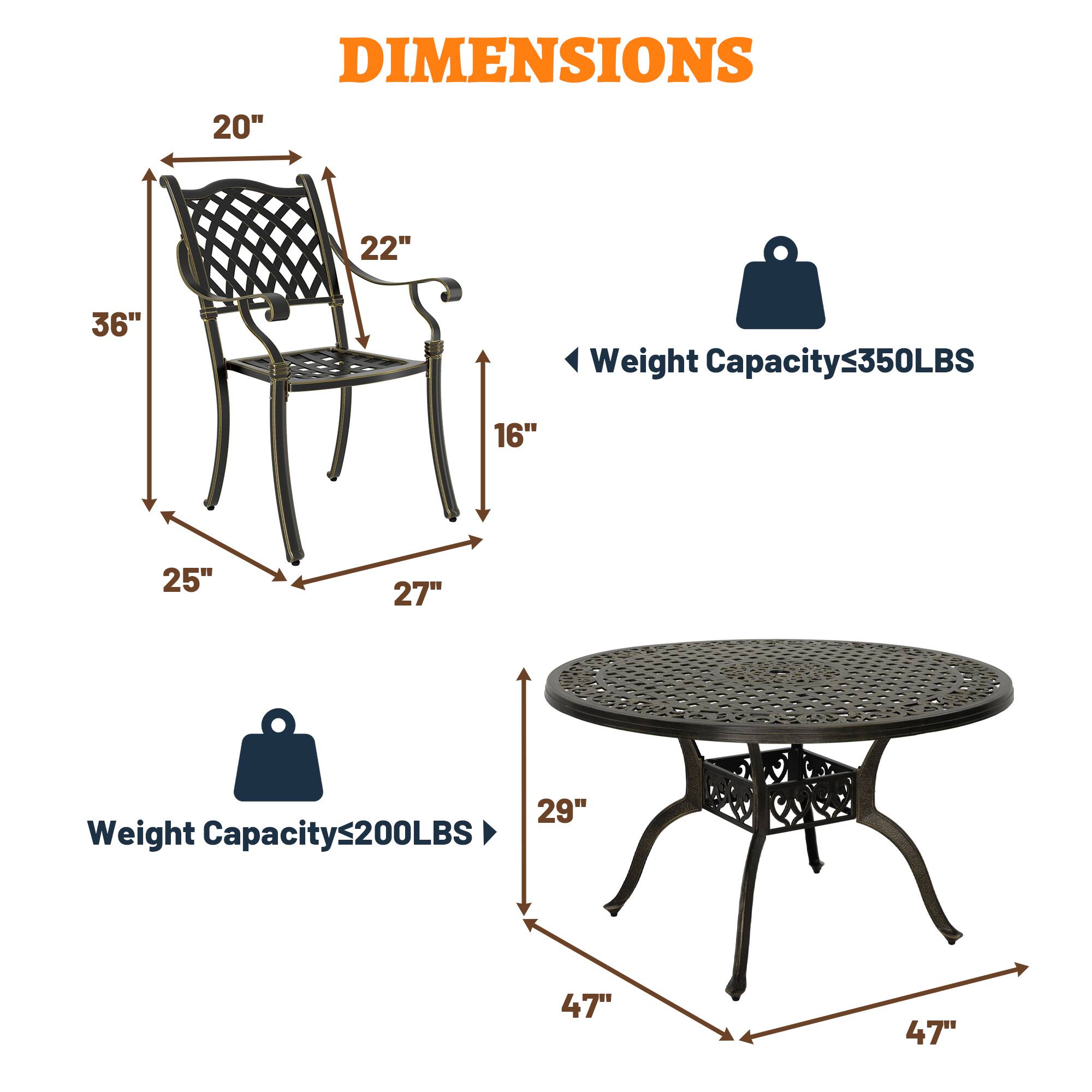 DIMENSIONS  
20" 22" 36"  
Weight Capacity ≤350LBS  
16" 25" 27"  
Weight Capacity ≤200LBS  
47" 47"