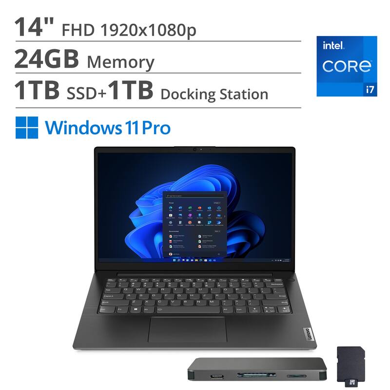 14" FHD 1920x1080p  
24GB Memory  
1TB SSD + 1TB Docking Station  
Intel Core i7  
Windows 11 Pro  
Lenovo