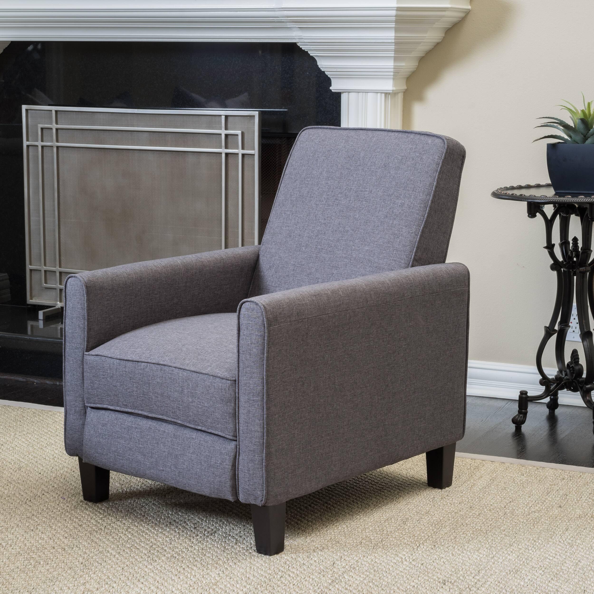 Back. TinyHomie - Smoke Fabric Push Back Chair for Elegant Home Décor - gray.