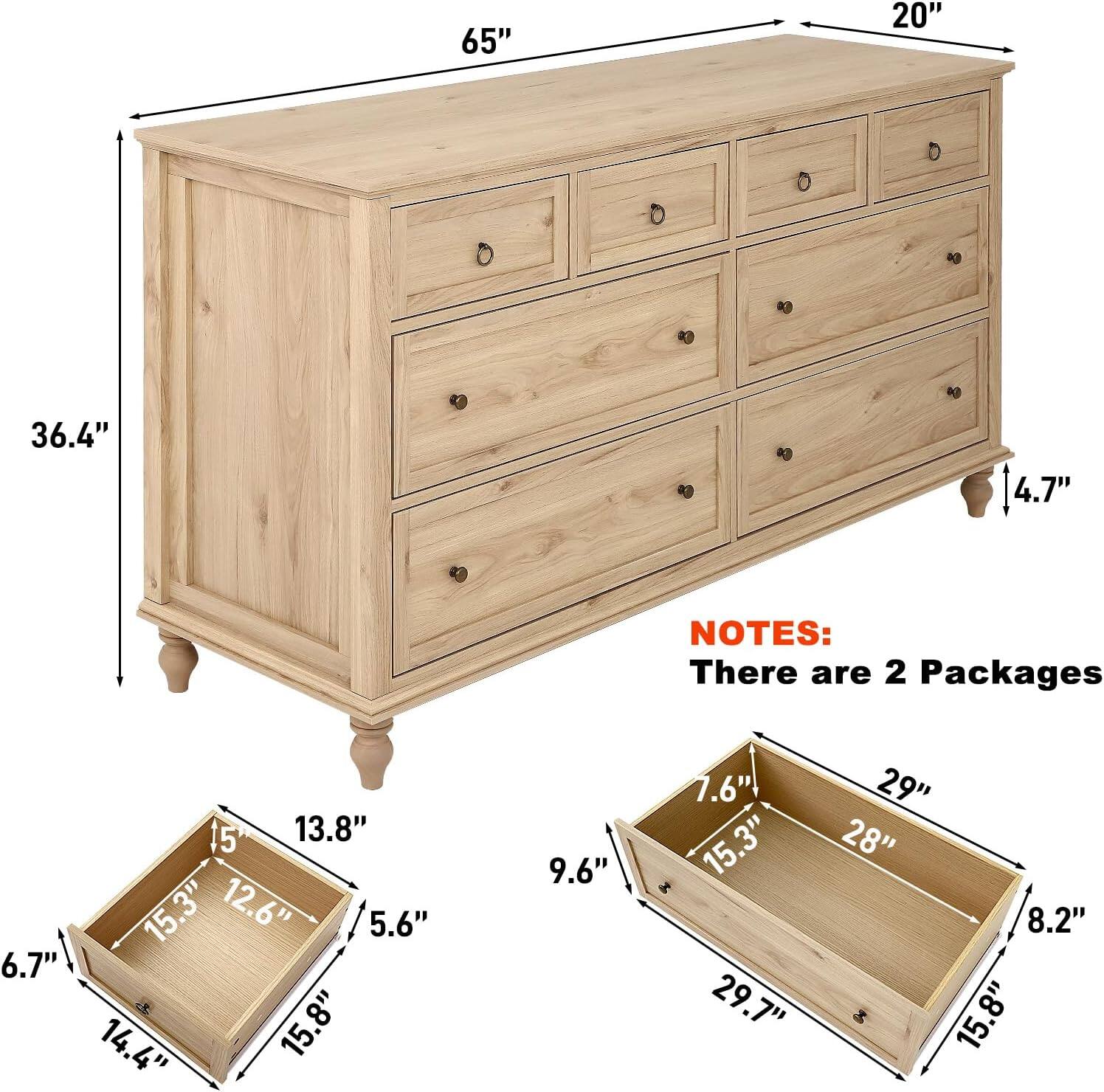 65" 20" 36.4" 4.7"  
NOTES: There are 2 Packages  
15" 13.8" 15.3" 12.6" 5.6" 6.7" 14.4" 15.8" 9.6" 7.6" 15.3" 29.7" 29" 28" 8.2" 3 15.8"