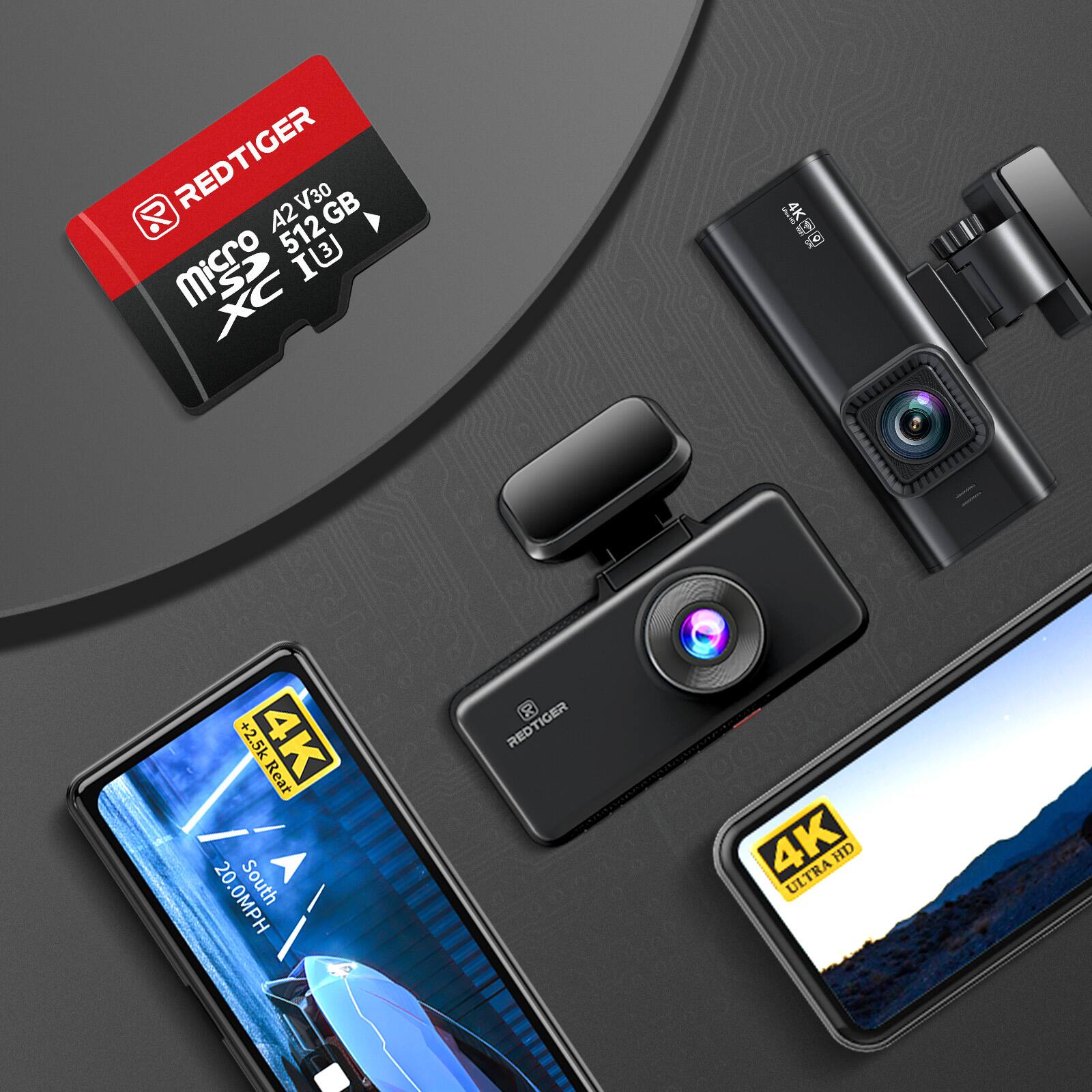 REDTIGER Micro SDXC A2 V30 512 GB I U3  
+2.5k 4K  
20 South 0.0MPH  
REDTIGER 4K ULTRA HD