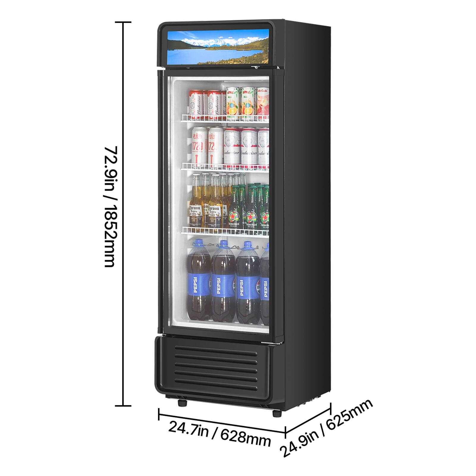 72.9in / 1852mm - 4  Ta 12 I 1 - -  Lae Tapee do 2 PEPSI PEPSI de 0 a Ad ae - - -  PEPS PEPS 24.7in I 625mm I 628mm 24.9in