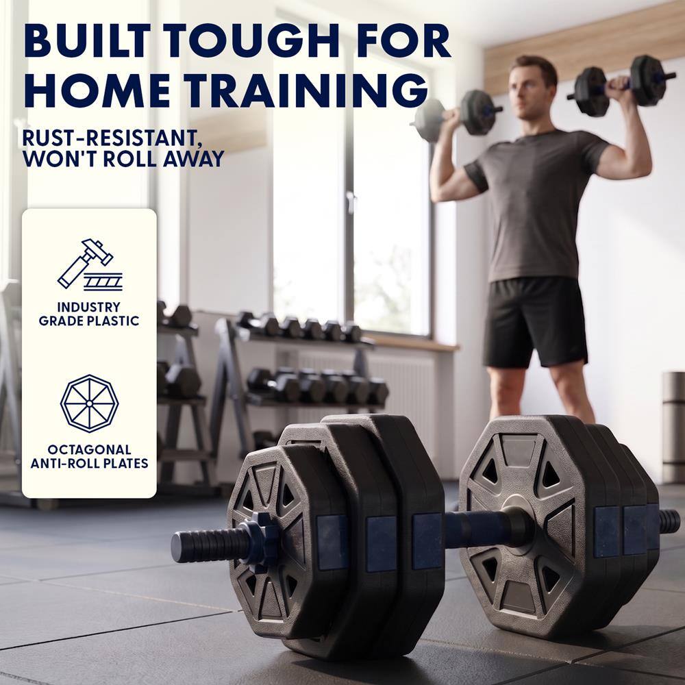 BUILT TOUGH FOR HOME TRAINING  
RUST-RESISTANT, WON'T ROLL AWAY  

INDUSTRY GRADE PLASTIC  
OCTAGONAL ANTI-ROLL PLATES