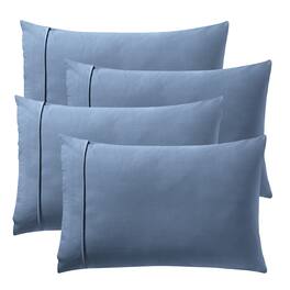Sweet Home Collection - Solid Flannel Pillowcases (Set of 4), Ultra Soft, Standard - Denim
