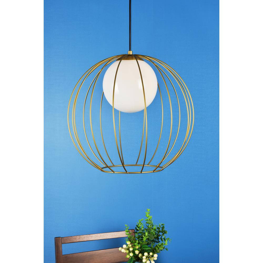 Left. Living District - Wetzel 1 light brass pendant - Brass And White.
