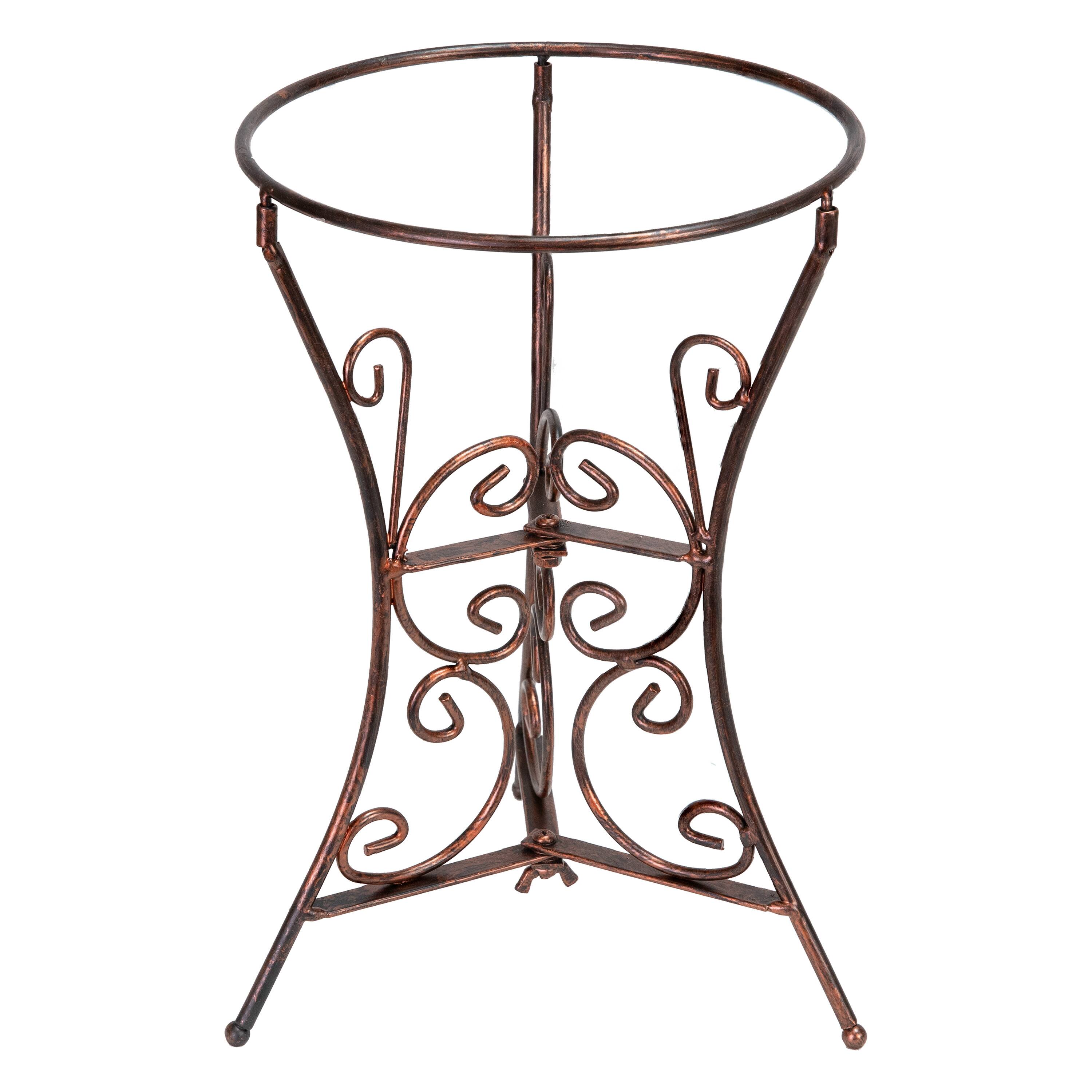 Front. Sunnydaze - Decorative Scroll Steel Outdoor Gazing Globe Stand - Bronze.