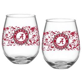 Indigo Falls - Alabama Crimson Tide Two-Pack 15oz. Floral Stemless Glass Set - Multicolor
