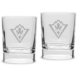 Jardine - UNC Wilmington Seahawks 11.75oz. Square Double Old Fashioned Glass Set - Multicolor