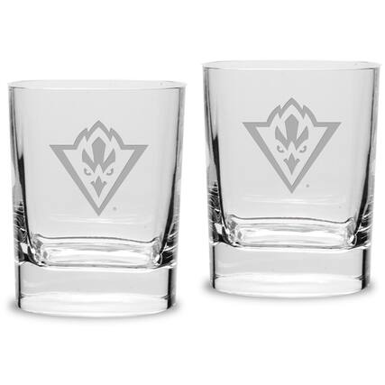 Front. Jardine - UNC Wilmington Seahawks 11.75oz. Square Double Old Fashioned Glass Set - Multicolor.