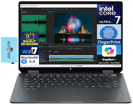 HP - OmniBook Ultra Flip 2-in-1 Laptop 14.0 2.8K (Intel Ultra 7-256V, 16GB LPDDR5, Win 11 Pro) w/USB Hub - Eclipse Gray