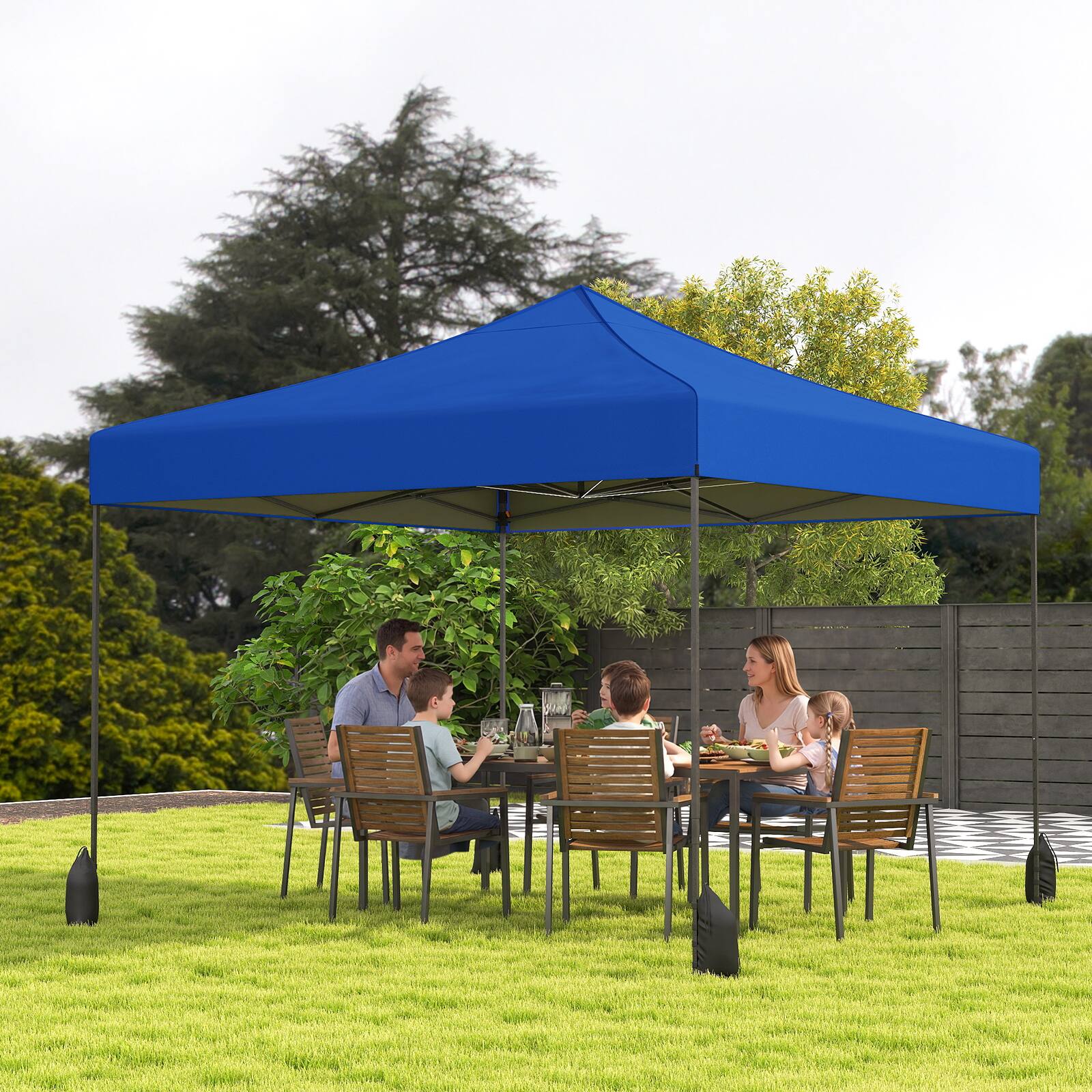 Alt View 4. Costway - Costway Pop up Canopy Tent, Heavy-duty Easy Setup Gazebo Shelter with Wheeled Bags - Blue.