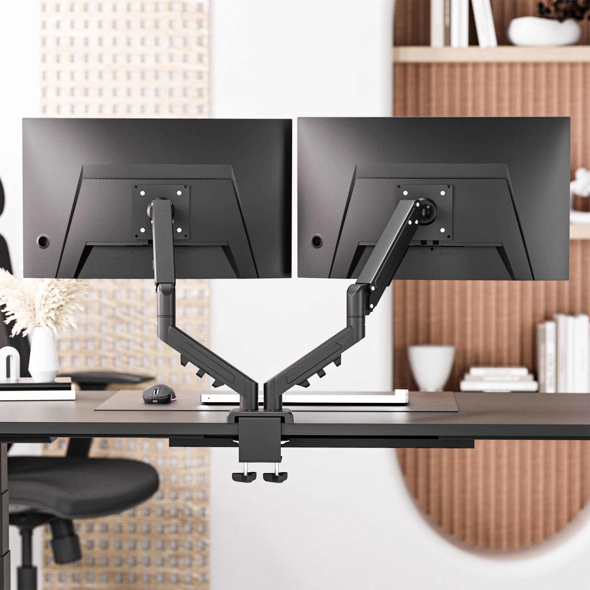 Alt View 6. FlexiSpot - MA1 Adjustable Dual Monitor Arm for 17"-32" Monitors - Black.