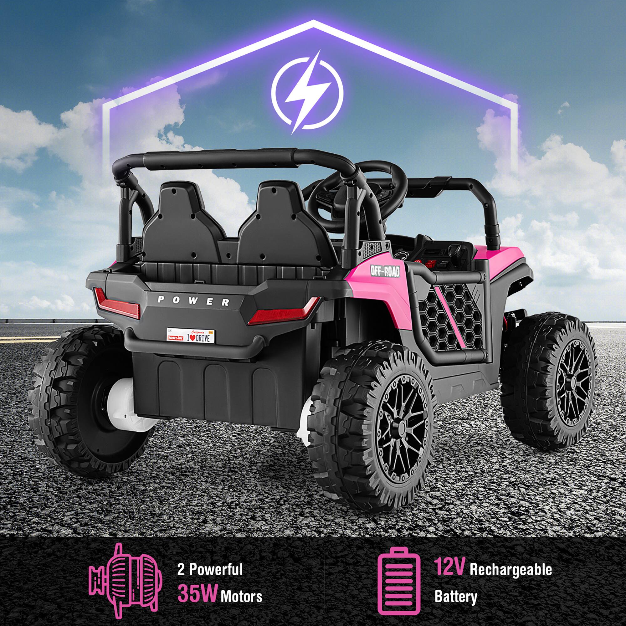 5 OFF-ROAD POWER  
2 Powerful 35W Motors  
12V Rechargeable Battery