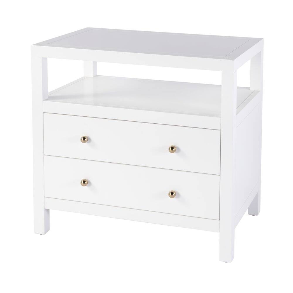 Alt View 3. Butler Specialty - Nora 2-Drawer Wide Nightstand - White.