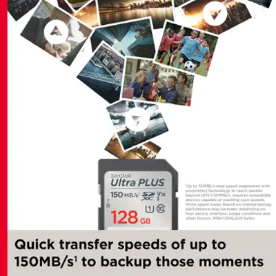 SanDisk - Ultra PLUS 128GB SDXC UHS-I Memory Card