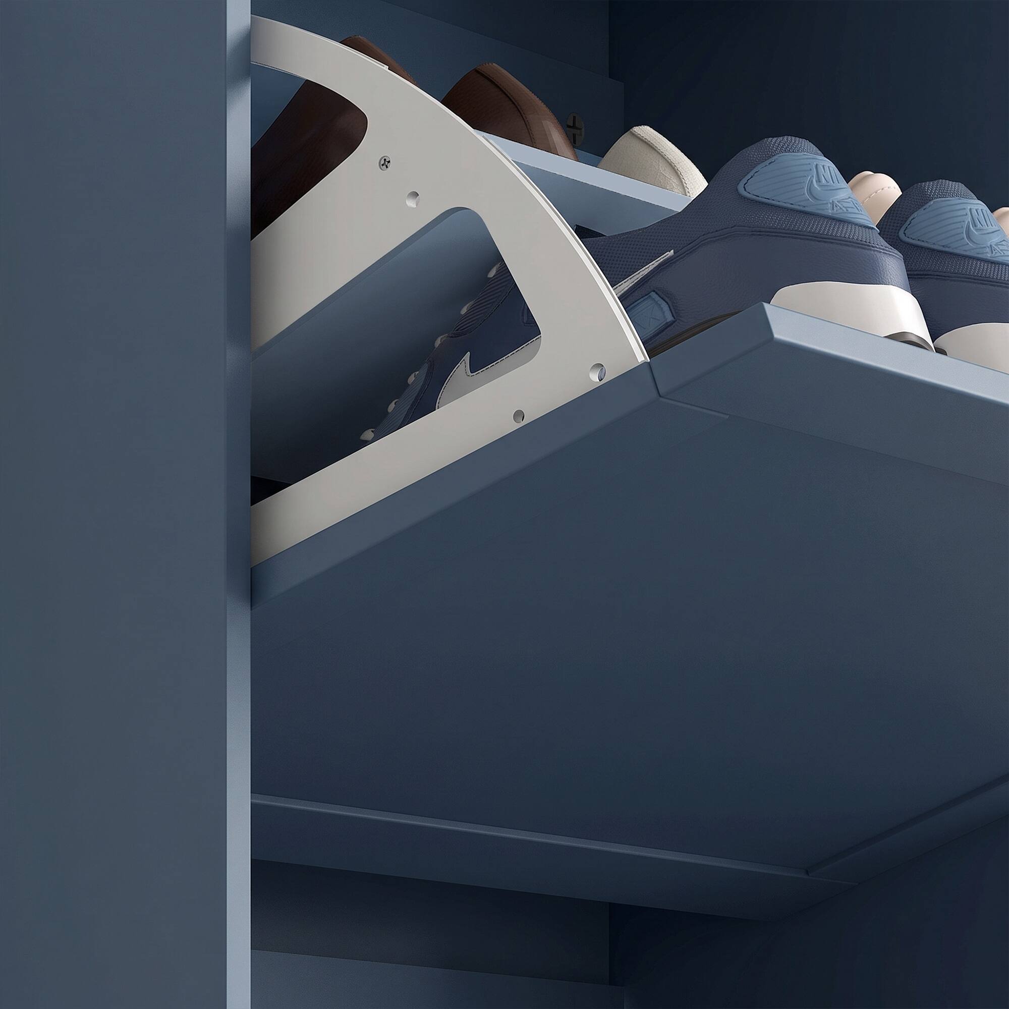 Alt View 8. Homcom - Shoe Storage Cabinet with 3 Flip Drawers and Adjustable Shelves for 12-18 Pairs of Shoes - Blue.