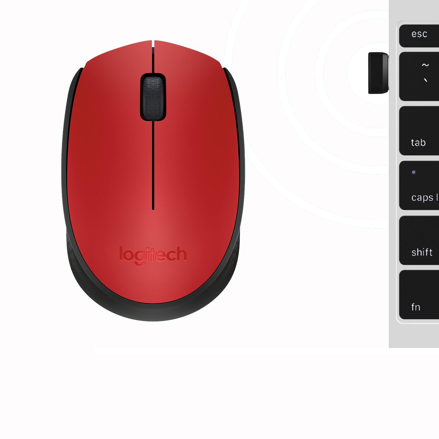 Alt View 15. Logitech - M170 Wireless Compact Optical Ambidextrous Mouse - Red.