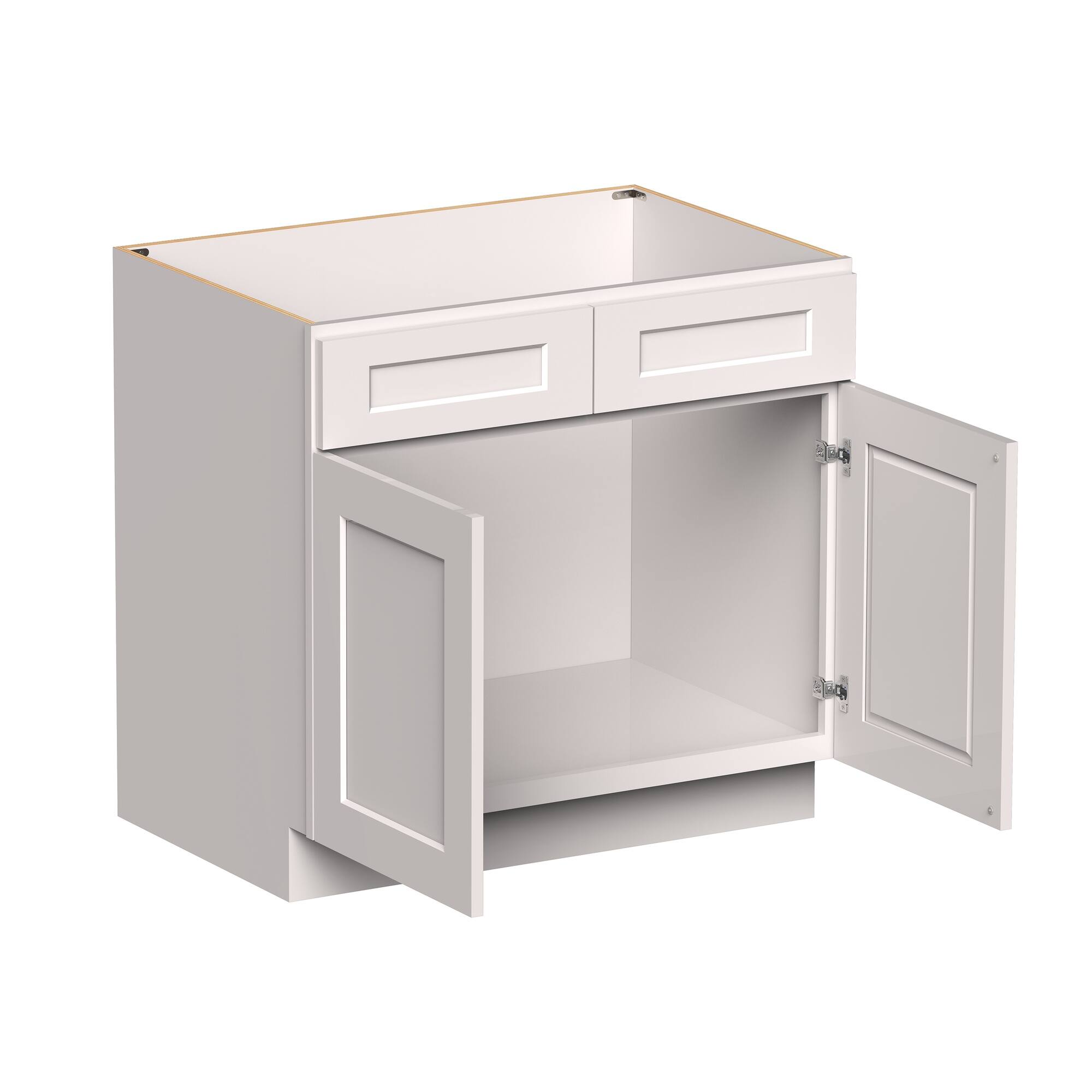 Angle. Boyel Living - 36-in W x 34.5-in H x 24-in D Shaker RTA Kitchen Sink Base Cabinet with Soft-Close - White Shaker.