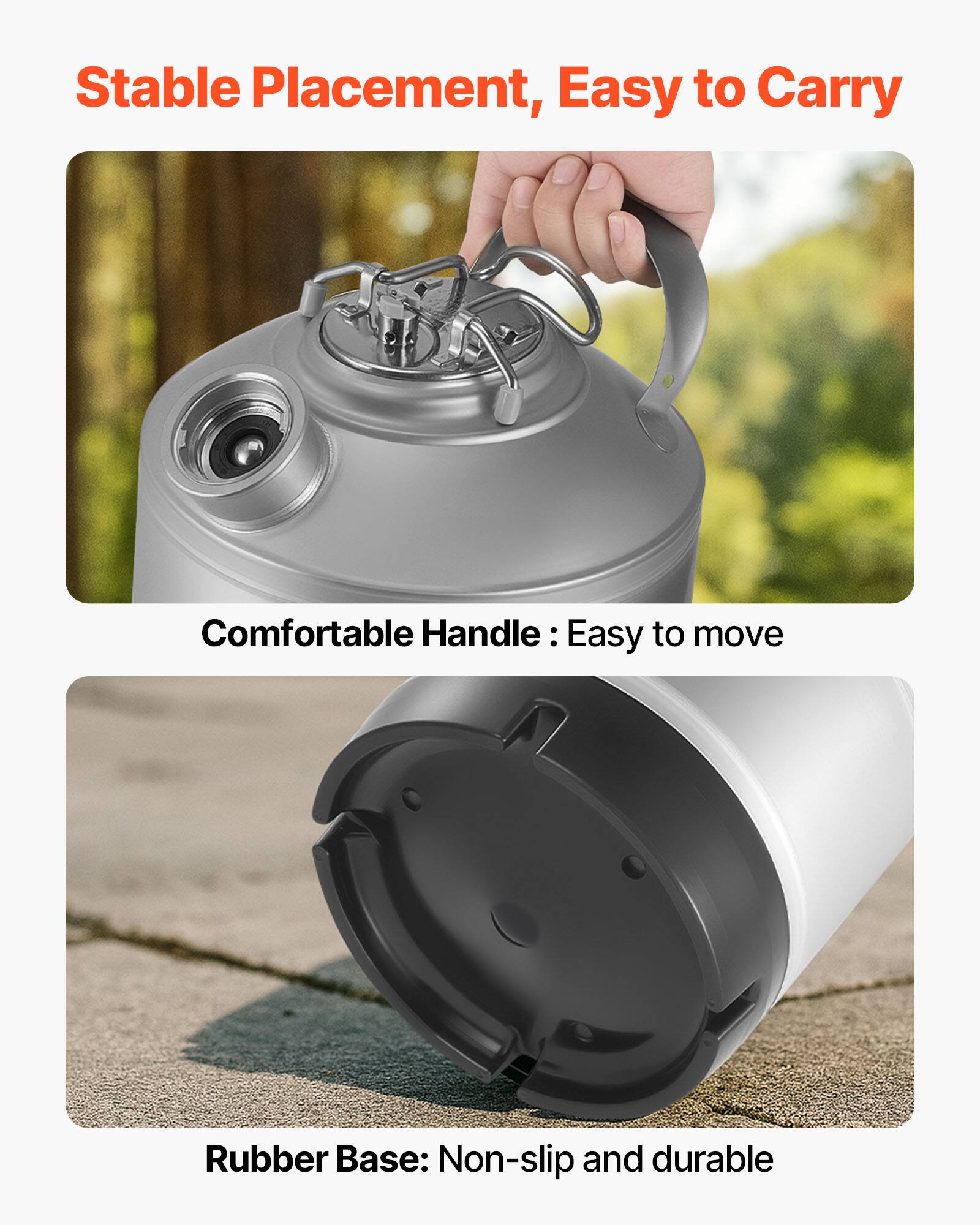 Stable Placement, Easy to Carry

Comfortable Handle: Easy to move

Rubber Base: Non-slip and durable