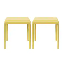 WestinTrends - Playa Plastic Modern Outdoor Patio Accent Side Tables (Set of 2) - Yellow