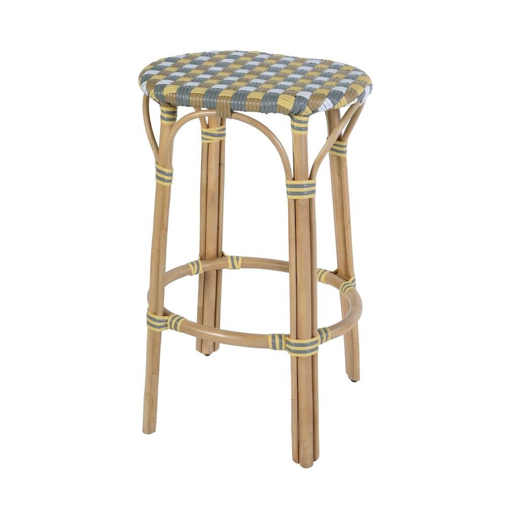 Alt View 2. Butler Specialty - Ballito 30 in. Seat Height Oval Rattan Bar Stool with Footrest - Yellow And Brown.