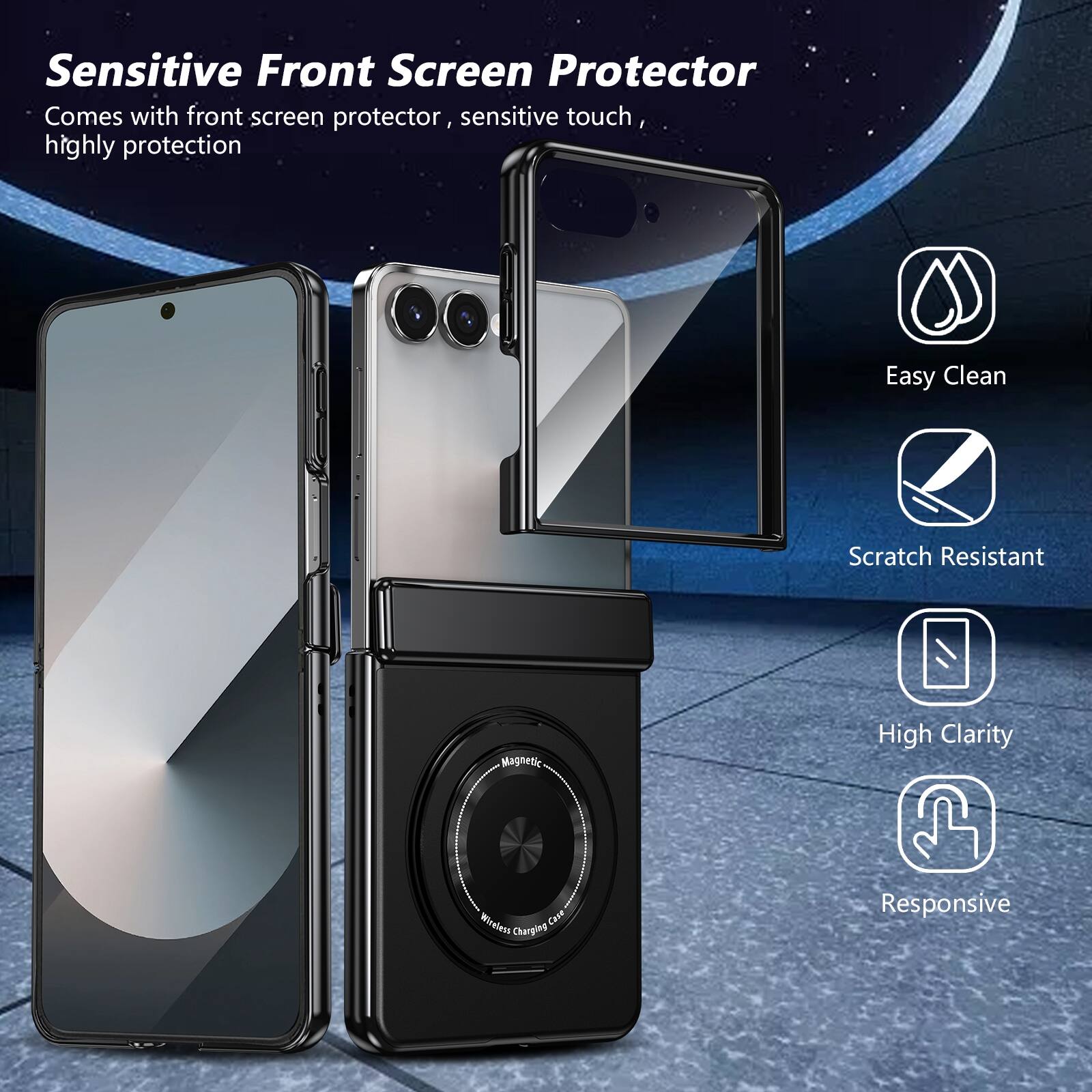 Sensitive Front Screen Protector  
Comes with front screen protector, sensitive touch, highly protection  

Easy Clean  
Scratch Resistant  
High Clarity  
Responsive