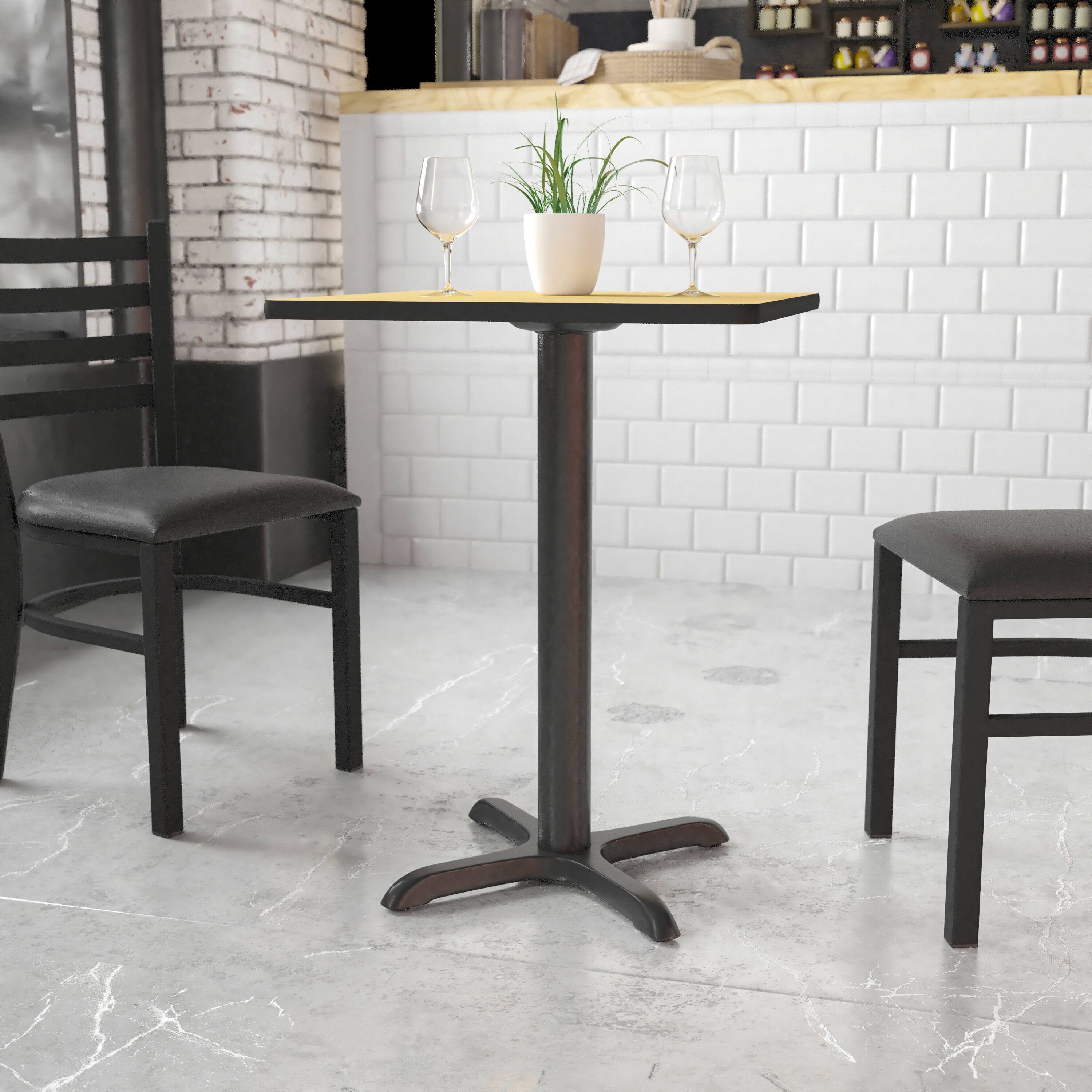 Angle. Flash Furniture - Beverly 22'' x 22'' Restaurant Table X-Base with 3'' Dia. Table Height Column - Black.