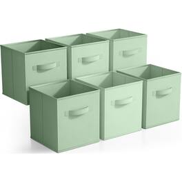 Sorbus - Foldable Storage Cubes - 6 Fabric Baskets for Organizing Pantry, Closet, Shelf, Nursery, Playroom, Toy Box, Cubby - Sage Green