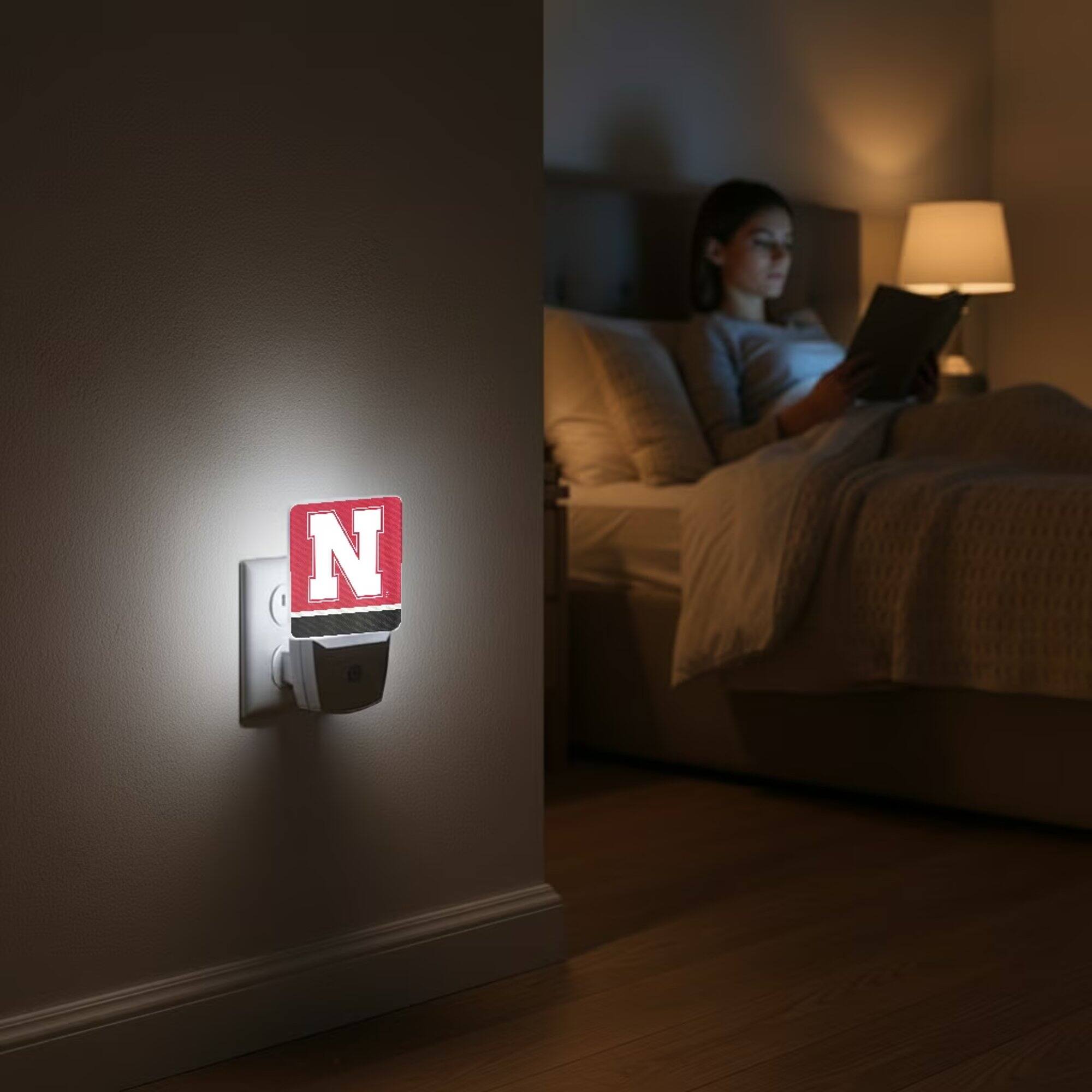 Alt View 3. Keyscaper - Nebraska Huskers Logo Stripe Design Nightlight 2-Pack - Multicolor.