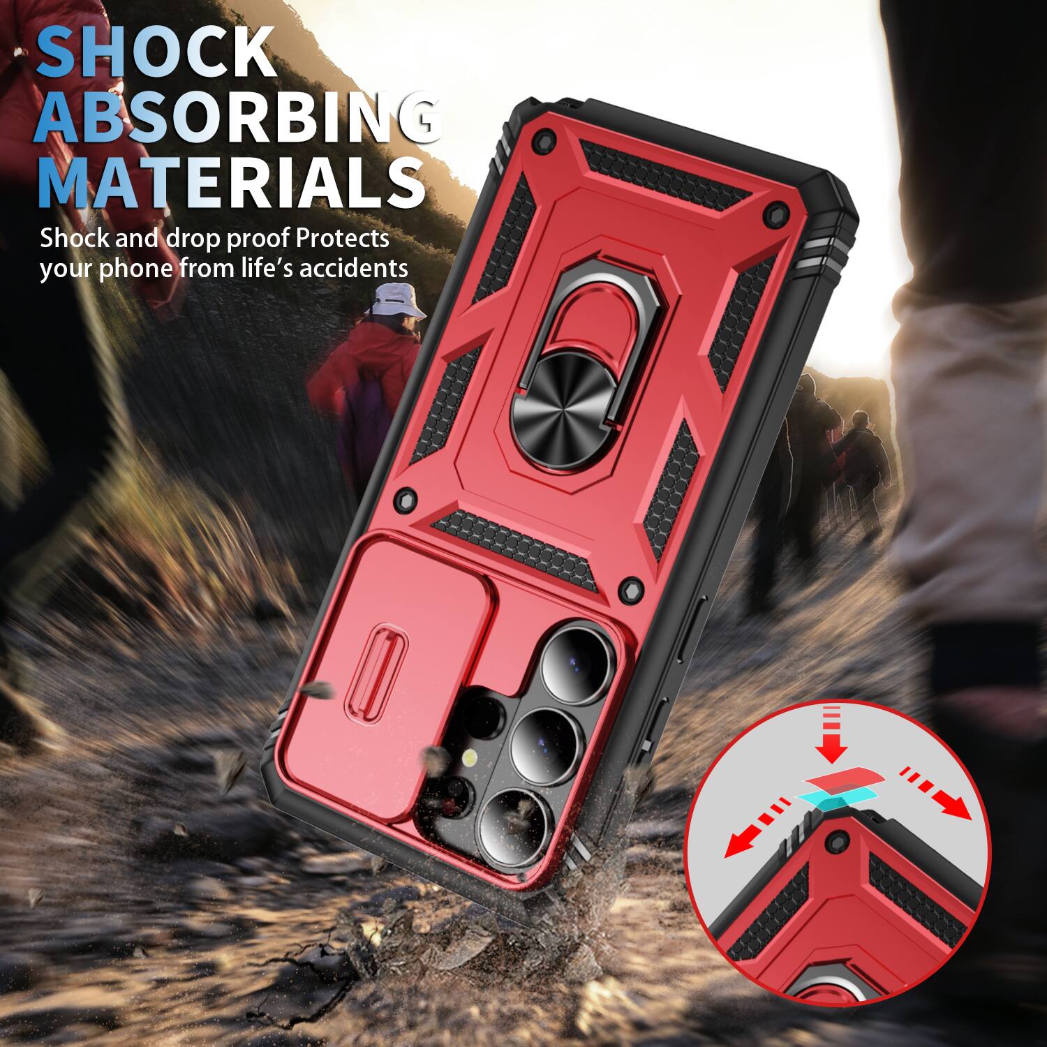 SHOCK ABSORBING MATERIALS  
Shock and drop proof  
Protects your phone from life's accidents