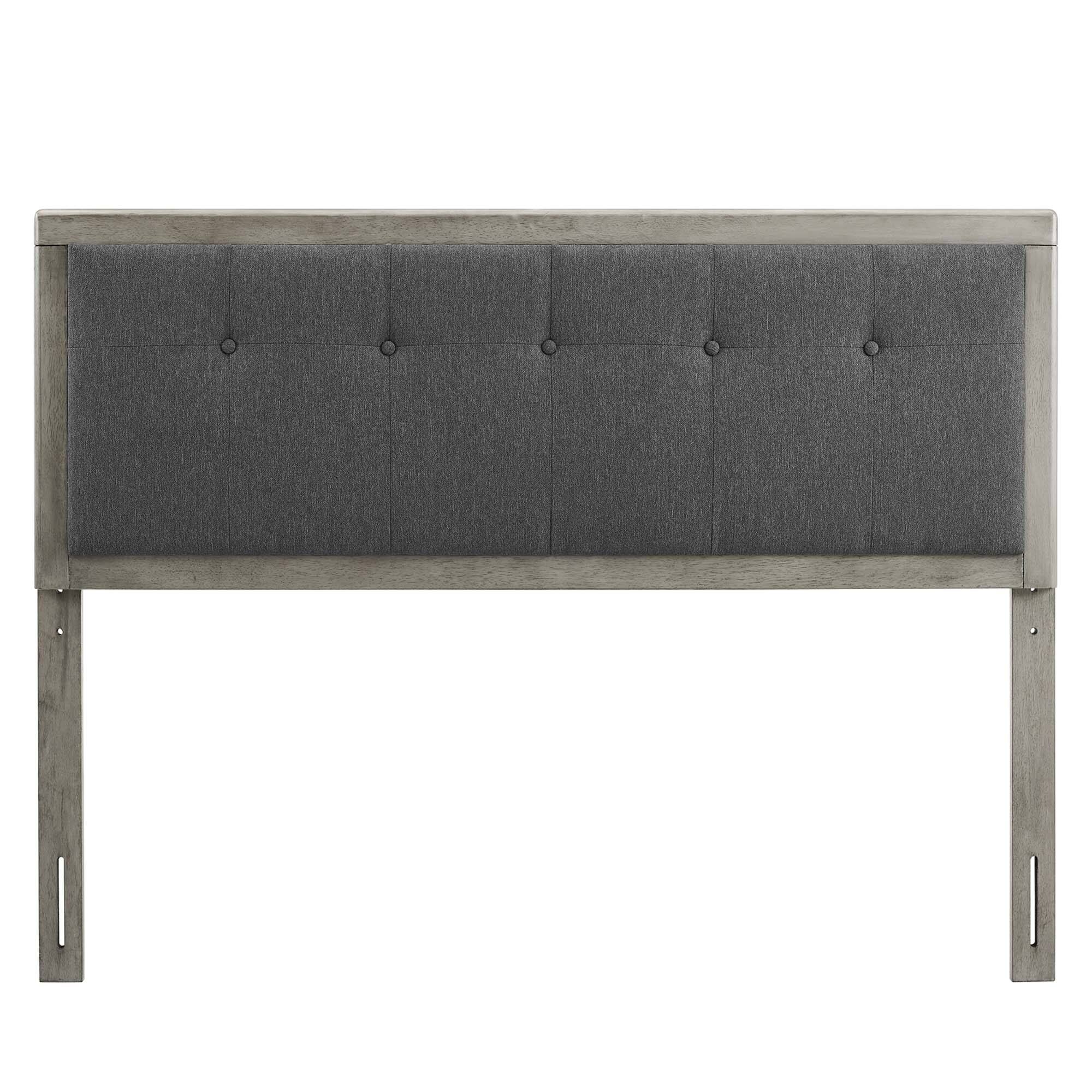 Left. Modway - Draper Tufted Fabric and Wood Queen Headboard by Modway - Gray Charcoal.
