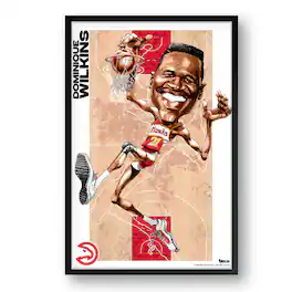 Sporticulture - Dominique Wilkins Atlanta Hawks Framed 14" x 20" Player Caricature Art - Multicolor
