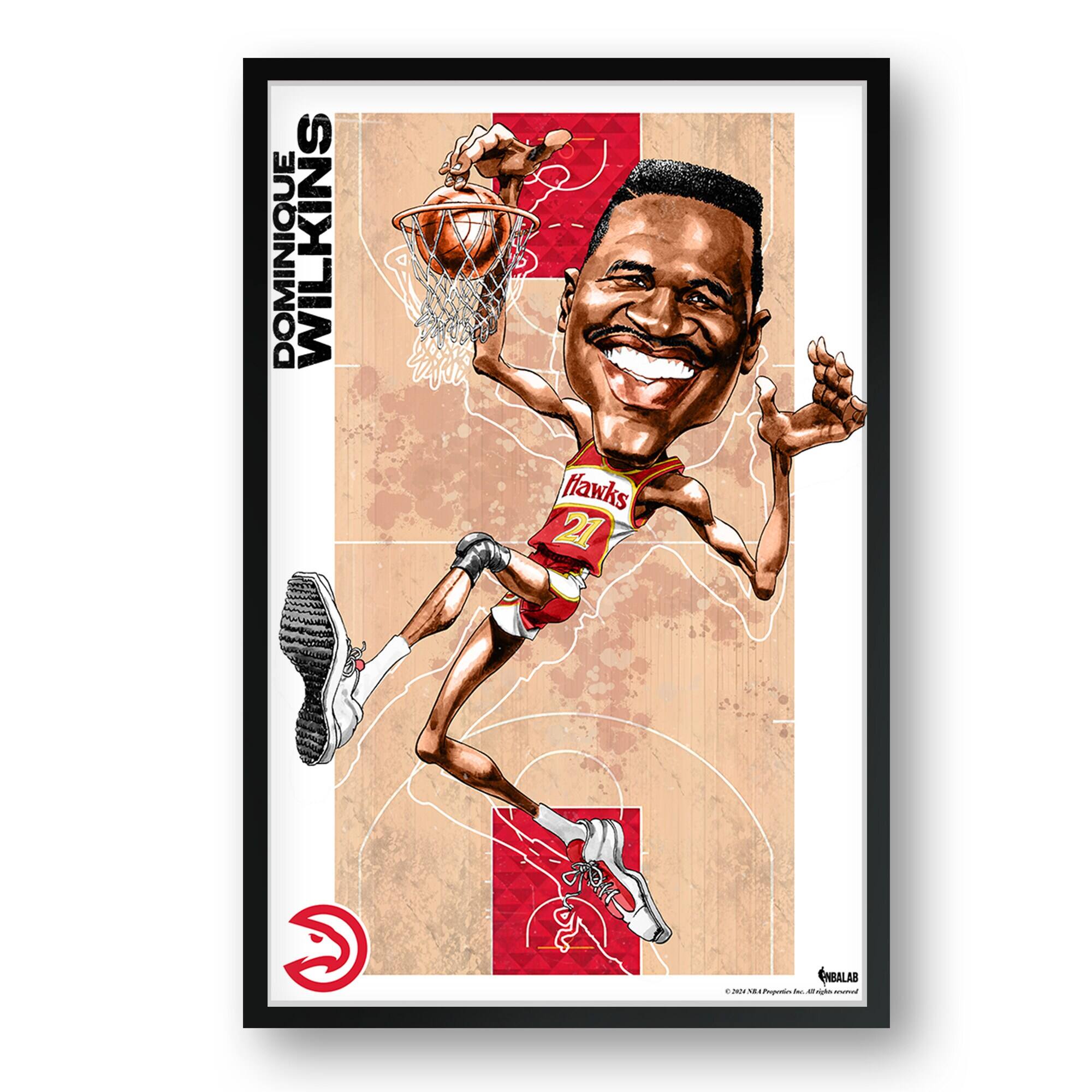 Dominique Wilkins Atlanta Hawks Framed 27" x 39" Player Caricature Art