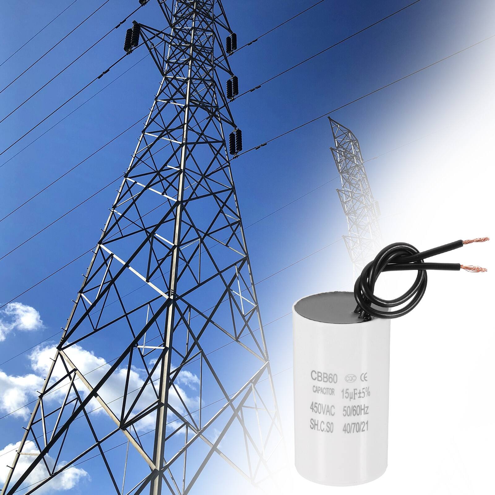 CBB60 x0 CE CAPACITOR 15uF 5% 450VAC 50/60Hz SH.C.SO 40/70/21