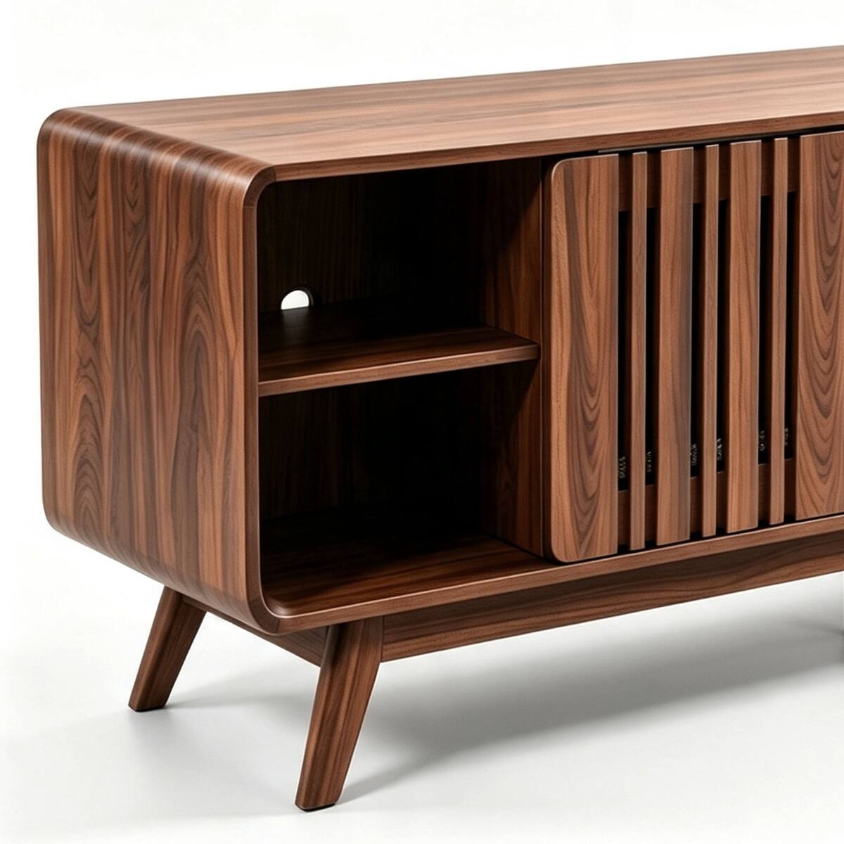 Alt View 6. Loheer - Loheer 78 inch electric fireplace tv stand for 85 inch tv, Walnut - Walnut.