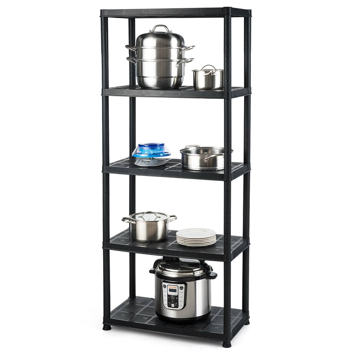 Alt View 8. Costway - Costway 2 PCS 5-Tier 19lbs Ventilated Shelving Rack Free Standing Multi-Use Shelf Unit - Black.