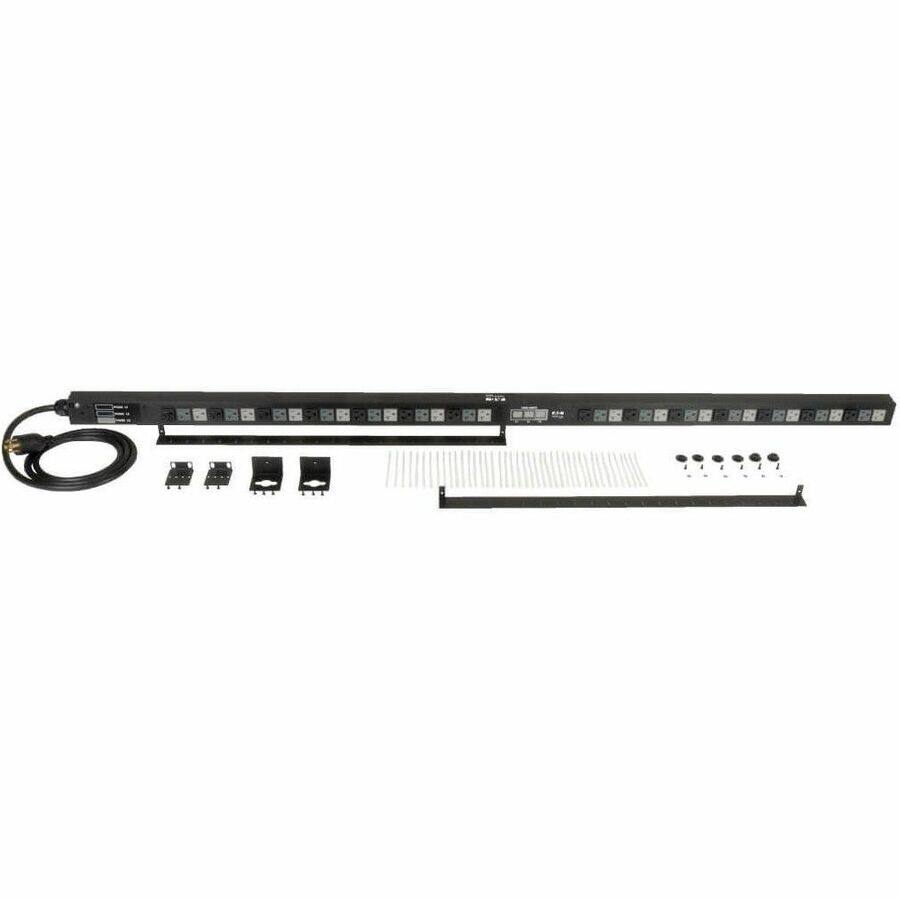 Alt View 3. Tripp Lite - Eaton Tripp Lite Series 5.7kW 3-Phase Local Metered PDU, 120V Outlets (42 5-15/20R), 208V L21-20P input, 6 ft. (1.83 m) - Black.