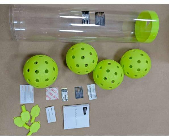 Angle. Neewer - PB02 Glow Pickleball 4-Pack w/ Storage Tube - Green.