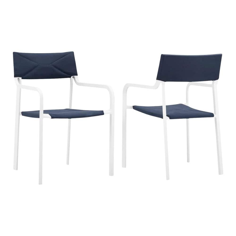 Outdoor Escape - Outdoor Patio Aluminum Armchair Set Of 2 With Stackable Design For Lounge Use - White