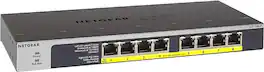 NETGEAR - 8-Port PoE Gigabit Ethernet Unmanaged Network Switch (GS108LP), 8 x PoE+ Ports @ 60W Upgradeable - Gray