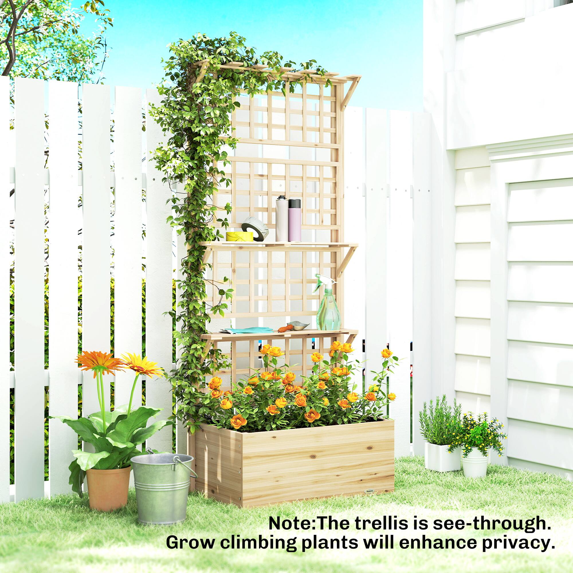 Note: The trellis is see-through. Grow climbing plants will enhance privacy.