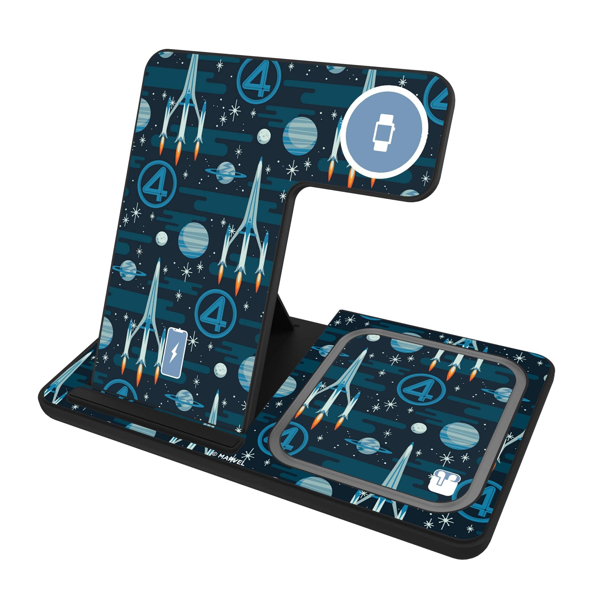 Keyscaper - Marvel Pattern 3 in 1 Charging Station - Fantastic Four