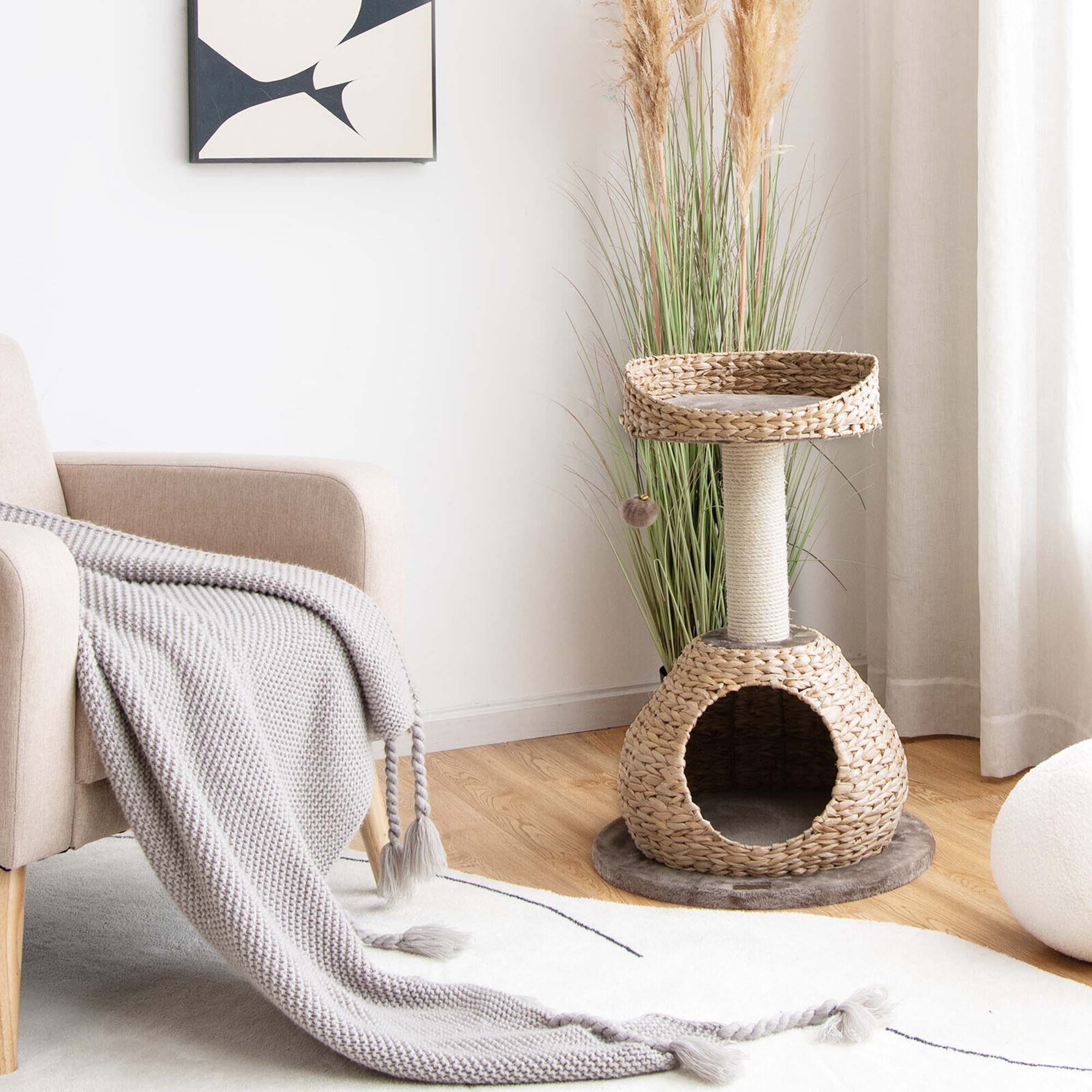 Alt View 3. Gymax - Gymax 28'' Hand-Made Cat Tree Tower Natural Bowl Shaped w/Perch.