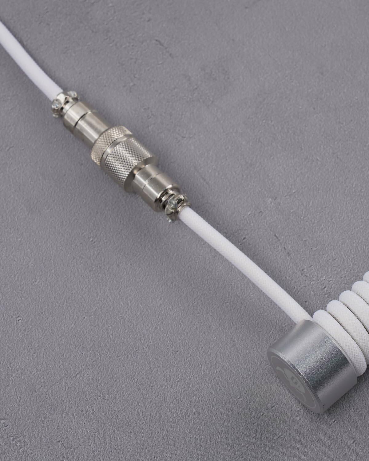 Angle. GravaStar - GravaStar Coiled Aviator USB-C Cable for Mechanical Keyboard White - White.