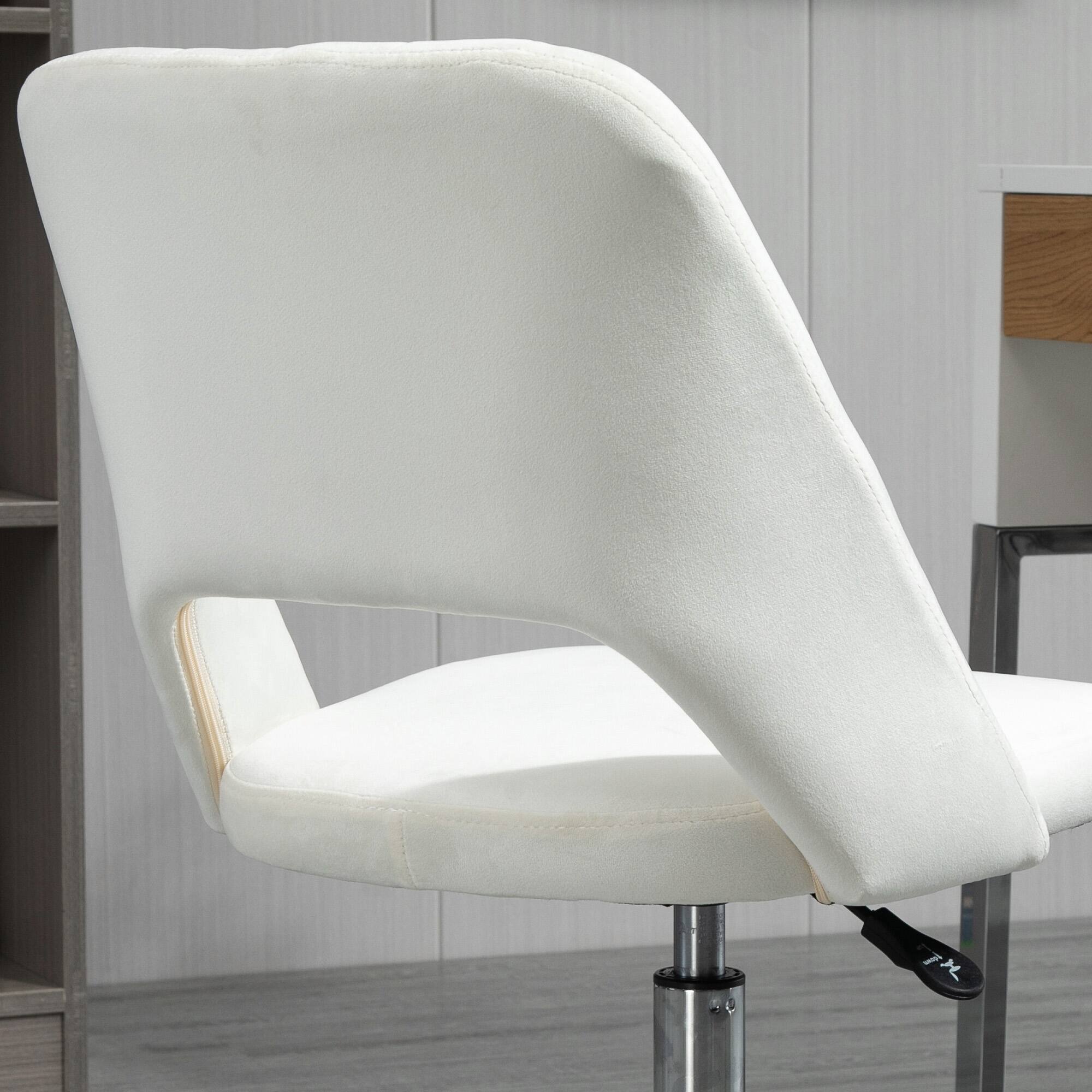 Alt View 5. Vinsetto - Mid Back Office Chair with Velvet Fabric, Armless - white.